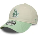 verstellbare-beige-grune-damenkappe-9twenty-world-series-cooperstown-los-angeles-dodgers-mlb-von-new-era