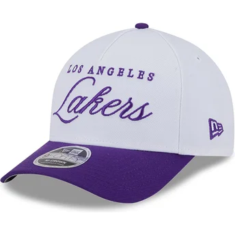 Weiß-violette Snapback-Kappe 9FORTY M-Crown Draft 2025 der Los Angeles Lakers NBA von New Era