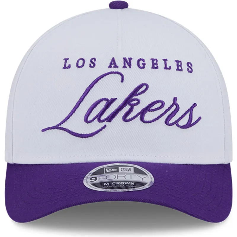 weisse-und-violette-gebogene-snapback-kappe-9forty-m-crown-draft-2025-der-los-angeles-lakers-nba-von-new-era