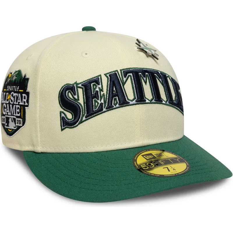 beige-und-grune-gebogene-fitted-cap-59fifty-all-star-game-pin-der-seattle-mariners-mlb-von-new-era