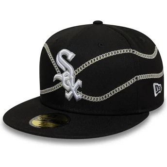 Schwarze, eng anliegende 59FIFTY Chain Wrap Kappe der Chicago White Sox MLB von New Era