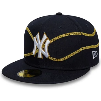 New Era New York Yankees MLB 59FIFTY Chain Wrap dunkelblaue, eng anliegende Kappe