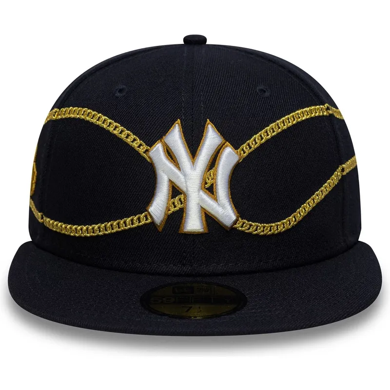 marineblaue-angepasste-59fifty-chain-wrap-flat-cap-der-new-york-yankees-mlb-von-new-era