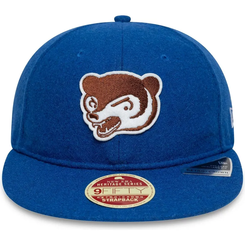 flache-blaue-verstellbare-9fifty-retro-crown-heritage-kappe-der-chicago-cubs-mlb-von-new-era