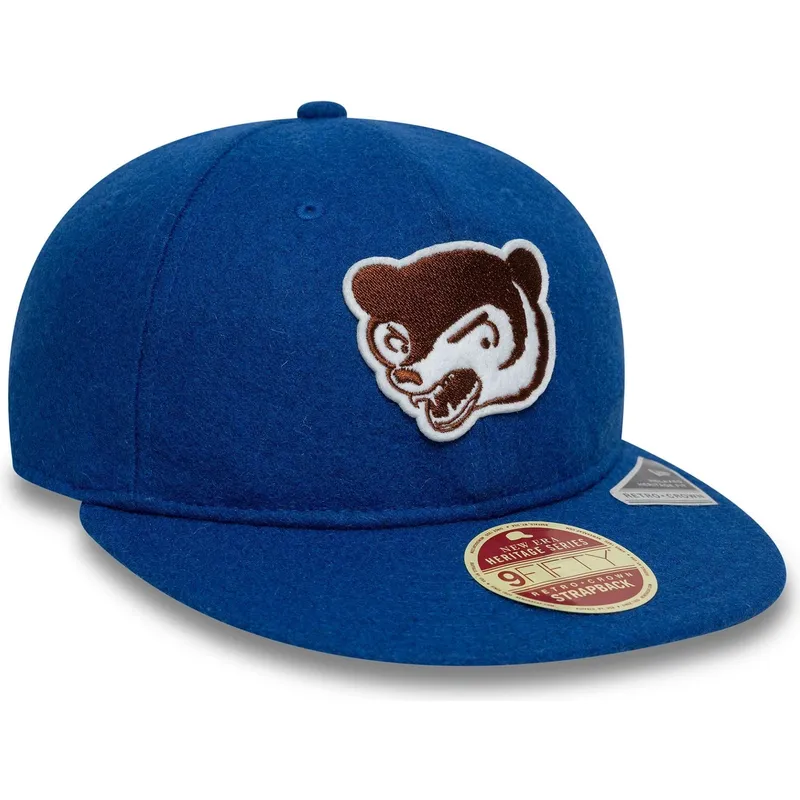flache-blaue-verstellbare-9fifty-retro-crown-heritage-kappe-der-chicago-cubs-mlb-von-new-era