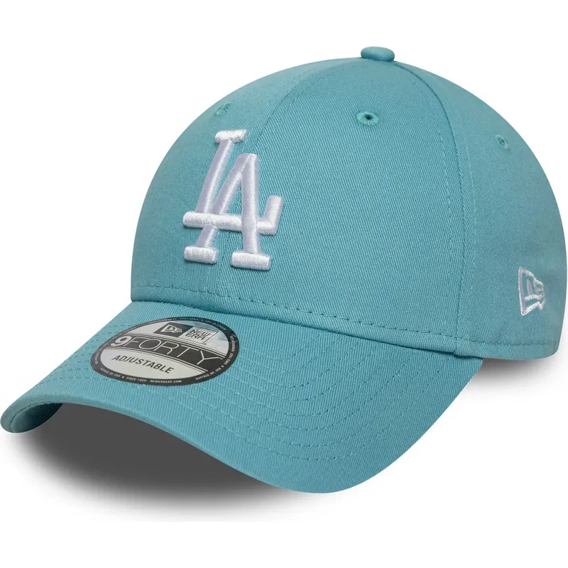 hellblaue-verstellbare-gebogene-kappe-9forty-league-essential-der-los-angeles-dodgers-mlb-von-new-era