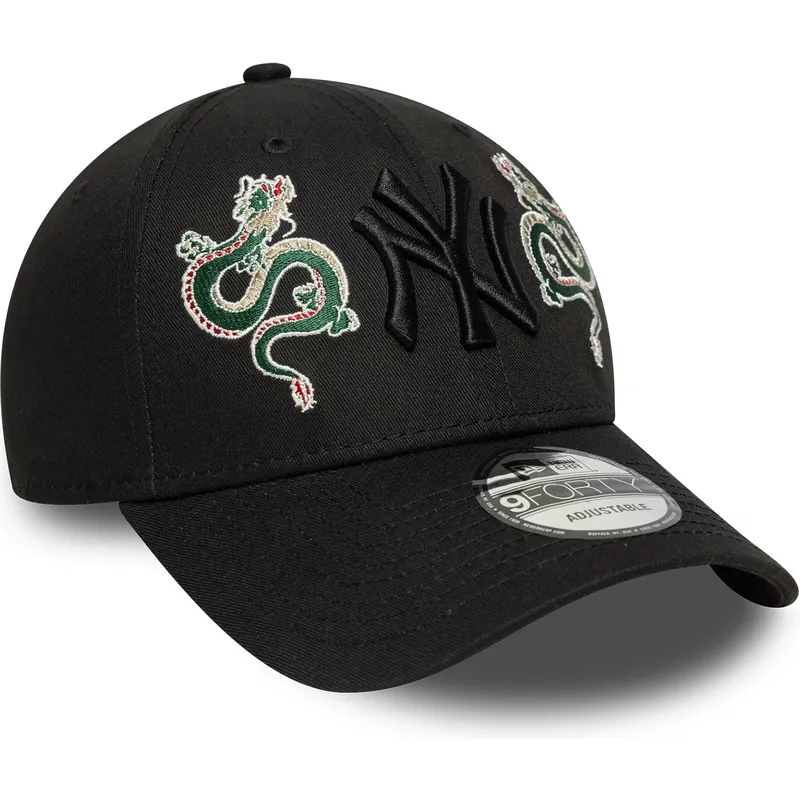 schwarze-verstellbare-curved-cap-mit-schwarzem-logo-9forty-icon-dragon-der-new-york-yankees-mlb-von-new-era