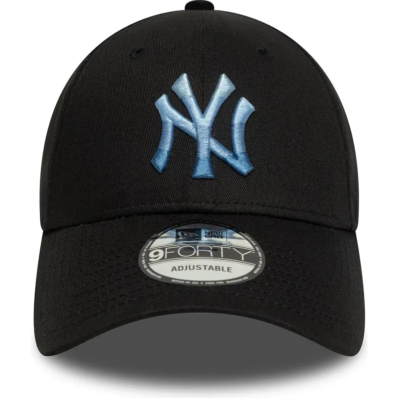 schwarze-verstellbare-curved-cap-mit-blauem-logo-9forty-ombre-infill-der-new-york-yankees-mlb-von-new-era