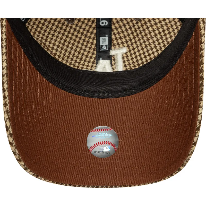 verstellbare-braune-9twenty-houndstooth-kappe-der-los-angeles-dodgers-mlb-von-new-era