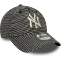 schwarze-verstellbare-curved-cap-9twenty-houndstooth-der-new-york-yankees-mlb-von-new-era