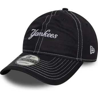 Verstellbare 9TWENTY New York Yankees MLB Kappe mit gebogenem Schirm und Kontrastnähten in Marineblau von New Era