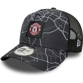 Schwarze Trucker-Cap A Frame All Over Print von Manchester United Football Club Premier League von New Era