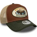 new-era-a-frame-animal-patch-buffalo-braune-und-grune-trucker-kappe