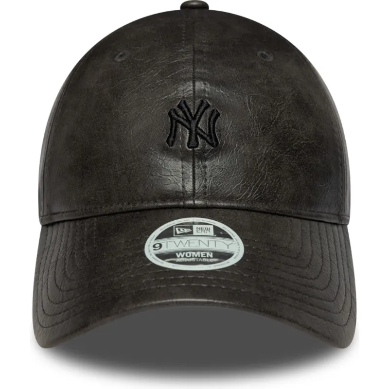 schwarze-gebogene-verstellbare-damenkappe-mit-schwarzem-logo-9twenty-tonal-der-new-york-yankees-mlb-von-new-era