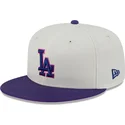 beige-und-violette-anliegende-flat-cap-59fifty-clr-dvlp-der-los-angeles-dodgers-mlb-von-new-era
