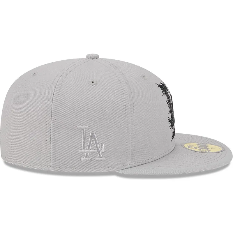 graue-anliegende-59fifty-cracked-flat-cap-der-los-angeles-dodgers-mlb-von-new-era