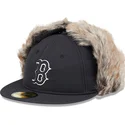 schwarze-enganliegende-59fifty-flatcap-winter-dog-ear-der-boston-red-sox-mlb-von-new-era