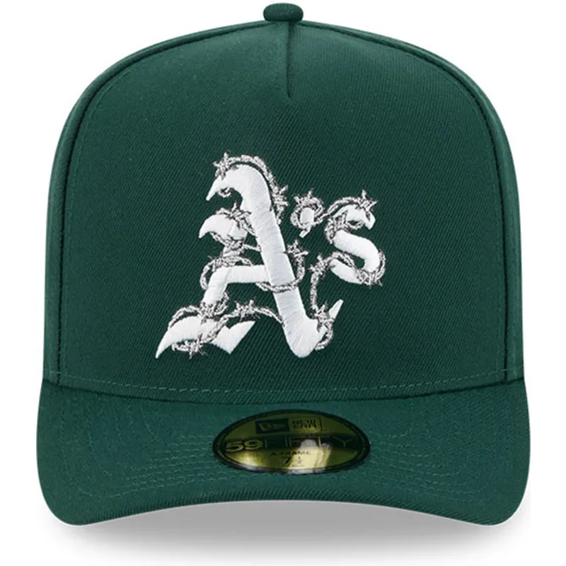 grune-gebogene-verstellbare-59fifty-a-frame-wired-kappe-von-oakland-athletics-mlb-von-new-era