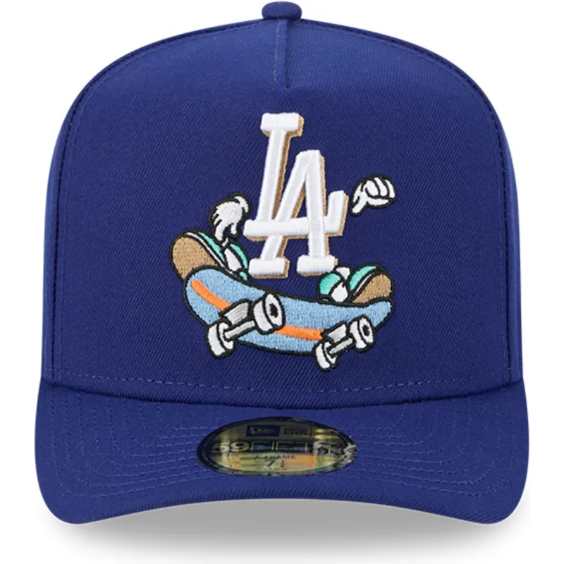 blaue-gebogene-verstellbare-59fifty-a-frame-cartoon-kappe-der-los-angeles-dodgers-mlb-von-new-era