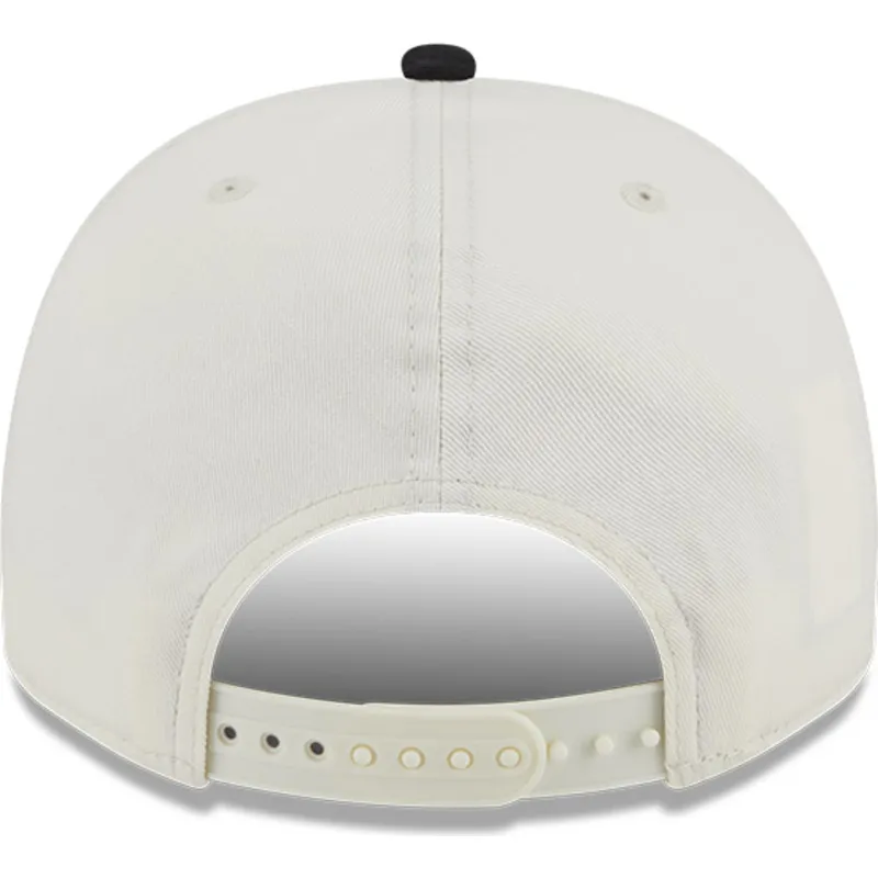 beige-und-schwarze-gebogene-snapback-kappe-9fifty-a-frame-chainstitch-der-los-angeles-kings-nhl-von-new-era