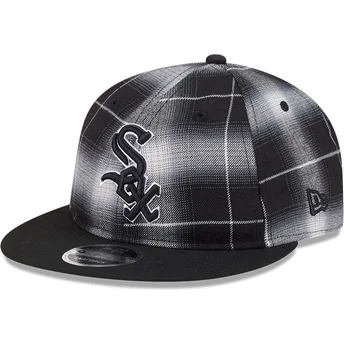 Schwarze flache Snapback-Kappe 9FIFTY Retro Crown Plaid der Chicago White Sox MLB von New Era