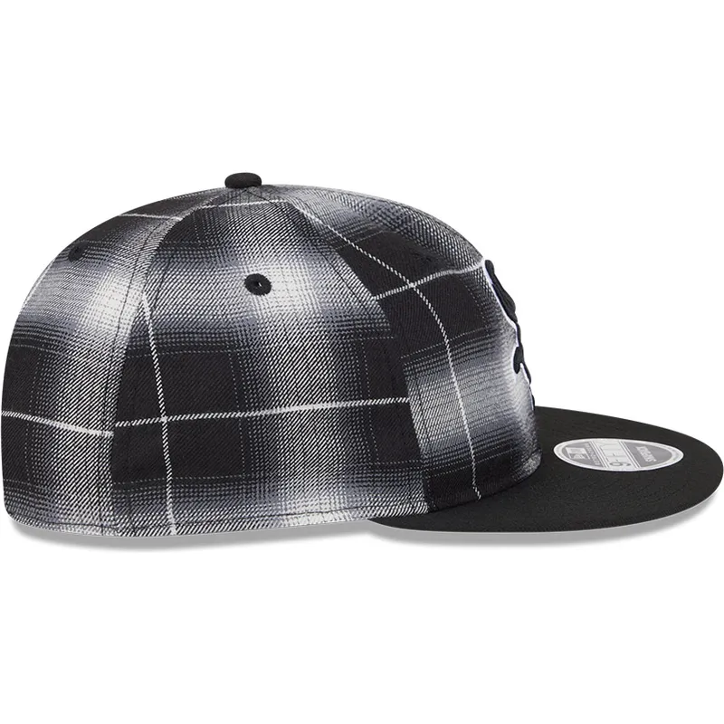 schwarze-flache-snapback-kappe-9fifty-retro-crown-plaid-der-chicago-white-sox-mlb-von-new-era