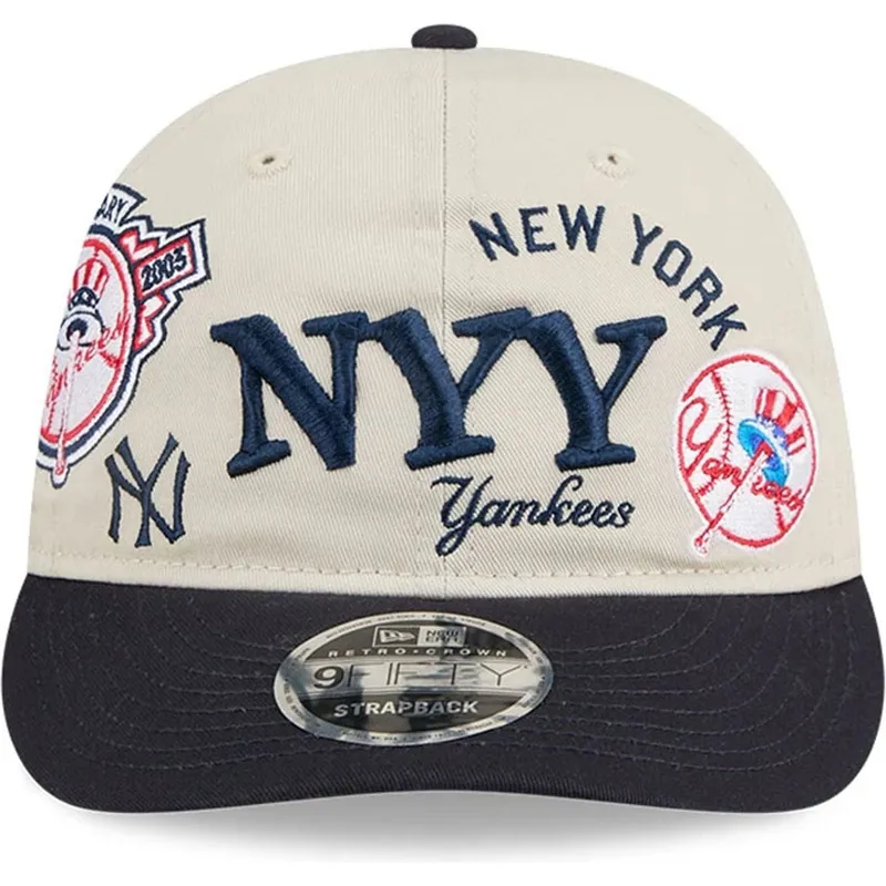 beige-und-marineblaue-gebogene-snapback-kappe-9fifty-retro-crown-scatter-der-new-york-yankees-mlb-von-new-era