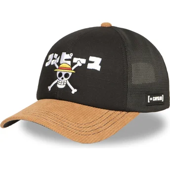 Trucker Cap schwarz und braun Straw Hat Pirates OP6 ONE One Piece von Capslab