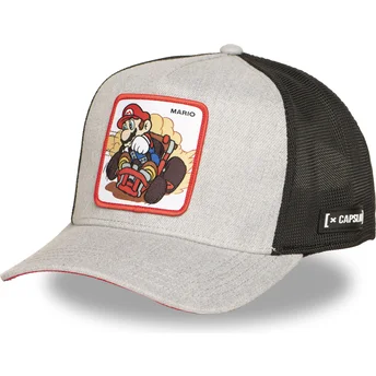 Graue und schwarze Trucker-Kappe Mario Kart SMK3 VRO Super Mario Bros. von Capslab