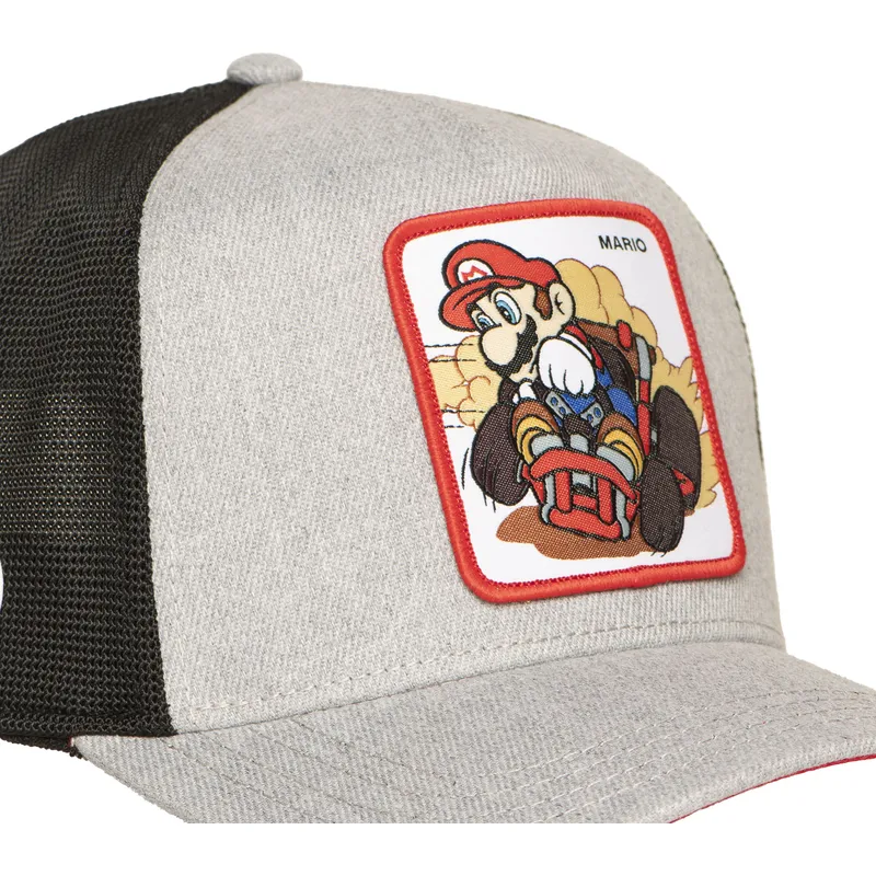 graue-und-schwarze-trucker-kappe-mario-kart-smk3-vro-super-mario-bros-von-capslab