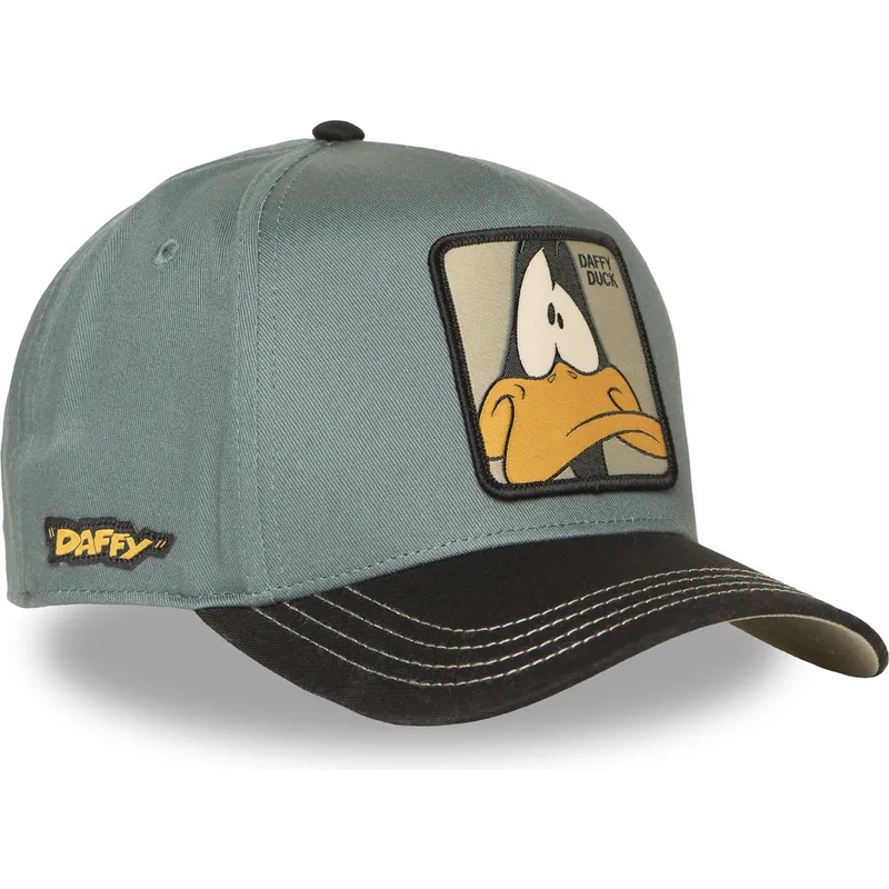 grune-und-schwarze-gebogene-snapback-kappe-daffy-duck-loo12-daf2-looney-tunes-von-capslab