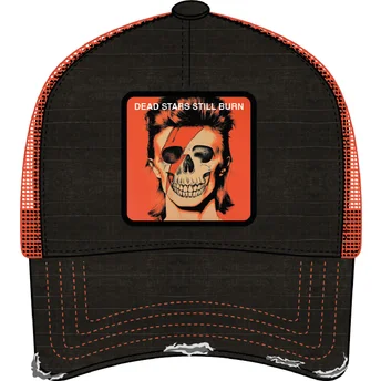 Schwarz-orangefarbene Trucker-Kappe David Bowie Dead Stars Still Burn FAM DEA Famous von Capslab
