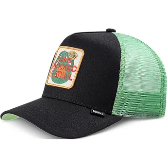 Schwarze und grüne Trucker-Cap Avocado Festival HFT von Djinns