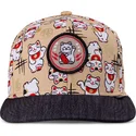 gorra-flach-beige-und-schwarz-snapback-fur-kinder-lucky-cat-linen-von-djinns