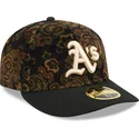 schwarze-gebogene-kappe-59fifty-low-profile-floral-cord-three-looms-bedruckter-cord-von-oakland-athletics-mlb-von-new-era