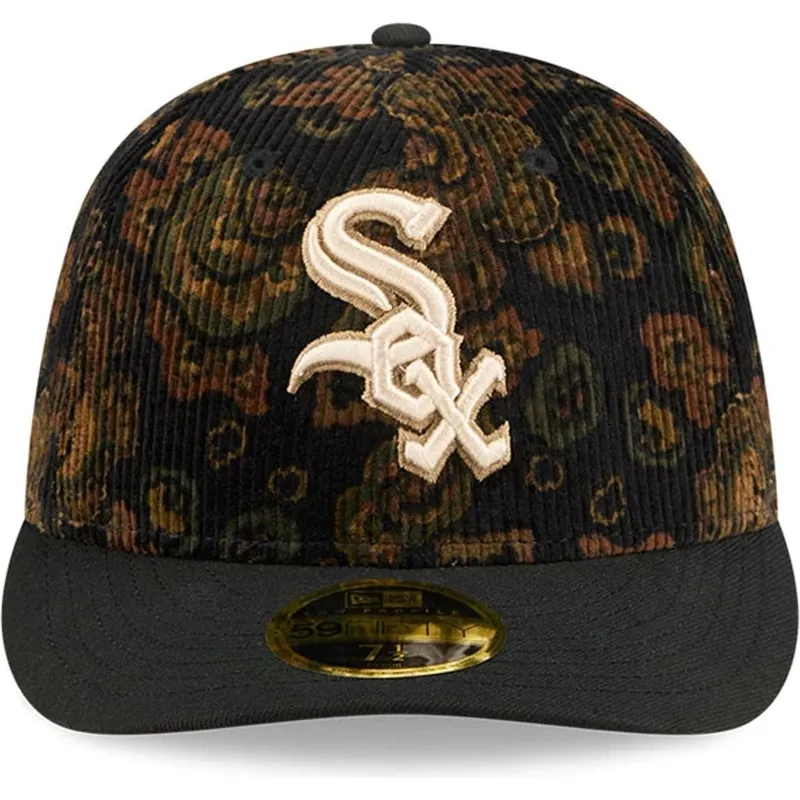 schwarze-gebogene-angepasste-59fifty-low-profile-floral-cord-three-looms-printed-corduroy-kappe-der-chicago-white-sox-mlb-von-ne