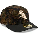 schwarze-gebogene-kappe-59fifty-low-profile-floral-cord-three-looms-bedruckter-kord-von-chicago-white-sox-mlb-von-new-era