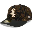 schwarze-gebogene-kappe-59fifty-low-profile-floral-cord-three-looms-bedruckter-kord-von-chicago-white-sox-mlb-von-new-era