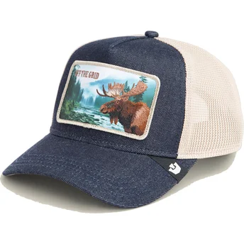 Goorin Bros. Off The Grid Staycation Homestead The Farm blau-weiße Trucker-Cap mit Elch.