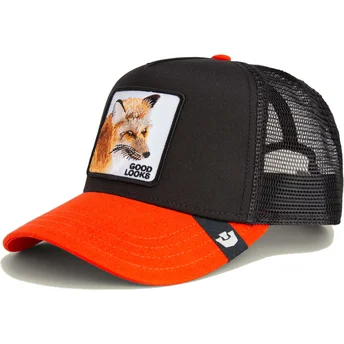 Goorin Bros. Good Looks Sport The Farm schwarze und orangefarbene Trucker-Kappe mit Fuchs.