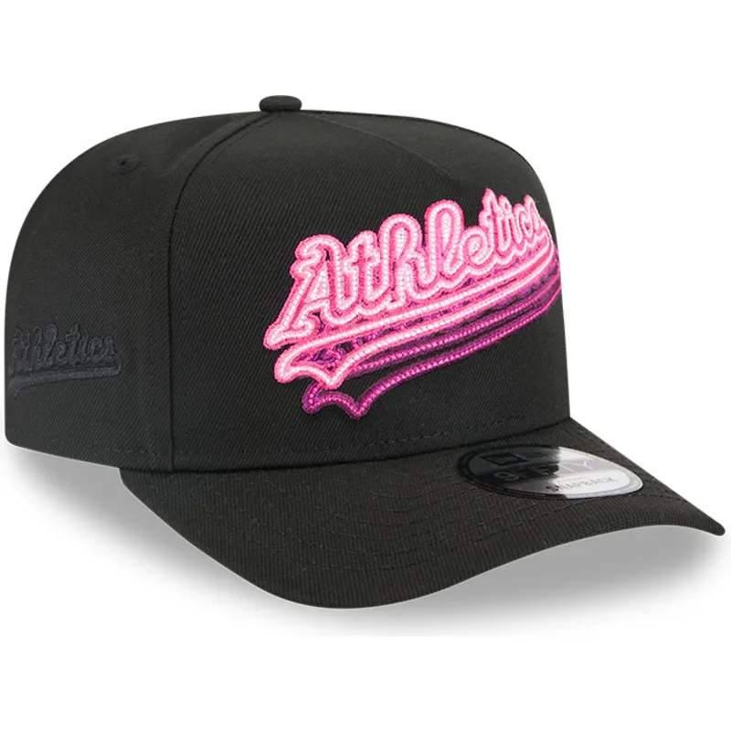 schwarze-gebogene-snapback-kappe-9fifty-a-frame-neon-der-oakland-athletics-mlb-von-new-era