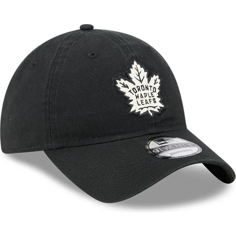 schwarze-verstellbare-curved-cap-9twenty-stamp-der-toronto-maple-leafs-nhl-von-new-era