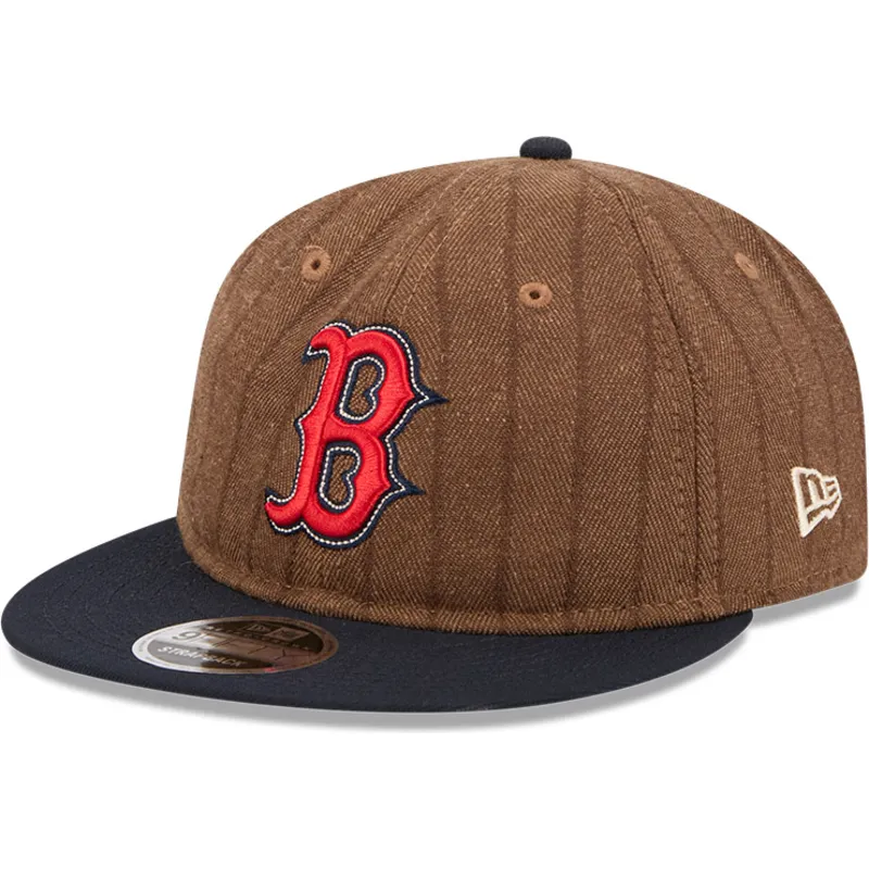 braune-und-marineblaue-verstellbare-flache-kappe-9fifty-retro-crown-wool-pinstripe-der-boston-red-sox-mlb-von-new-era
