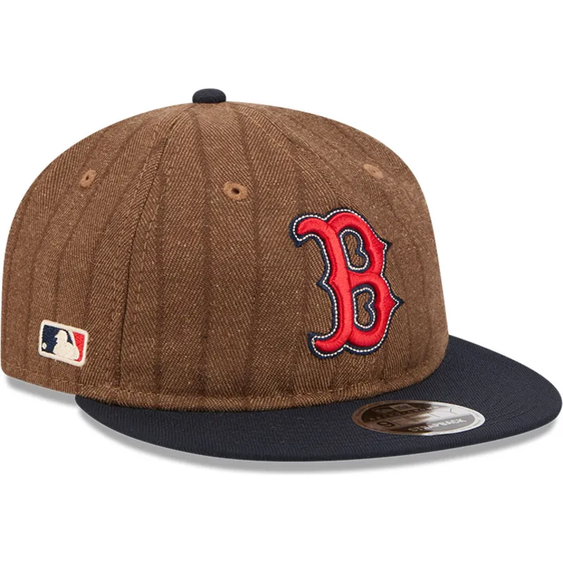 braune-und-marineblaue-verstellbare-flache-kappe-9fifty-retro-crown-wool-pinstripe-der-boston-red-sox-mlb-von-new-era