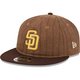 Braune verstellbare flache 9FIFTY Retro Crown Wool Pinstripe Kappe der San Diego Padres MLB von New Era
