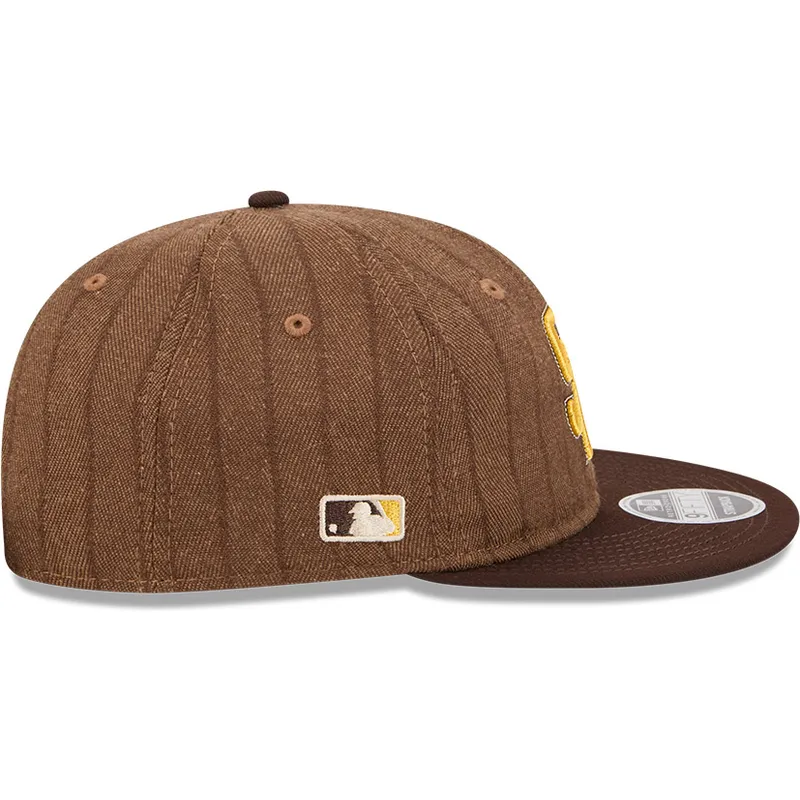 braune-verstellbare-flache-9fifty-retro-crown-wool-pinstripe-kappe-der-san-diego-padres-mlb-von-new-era