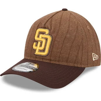 Braune verstellbare gebogene Kappe 9TWENTY A Frame Wool Pinstripe der San Diego Padres MLB von New Era