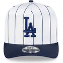 weisse-und-blaue-gebogene-snapback-kappe-9fifty-a-frame-satin-pinstripe-der-los-angeles-dodgers-mlb-von-new-era