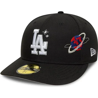 Schwarze, gebogene, angepasste 59FIFTY Planet Icon Kappe der Los Angeles Dodgers MLB von New Era