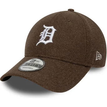 Braune gebogene Snapback-Kappe 9FORTY Melton Wool der Detroit Tigers MLB von New Era